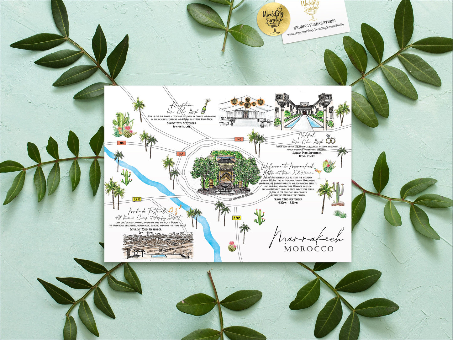 Custom Watercolor Wedding Map: Colorado, 10-11 Locations (Digital Download)