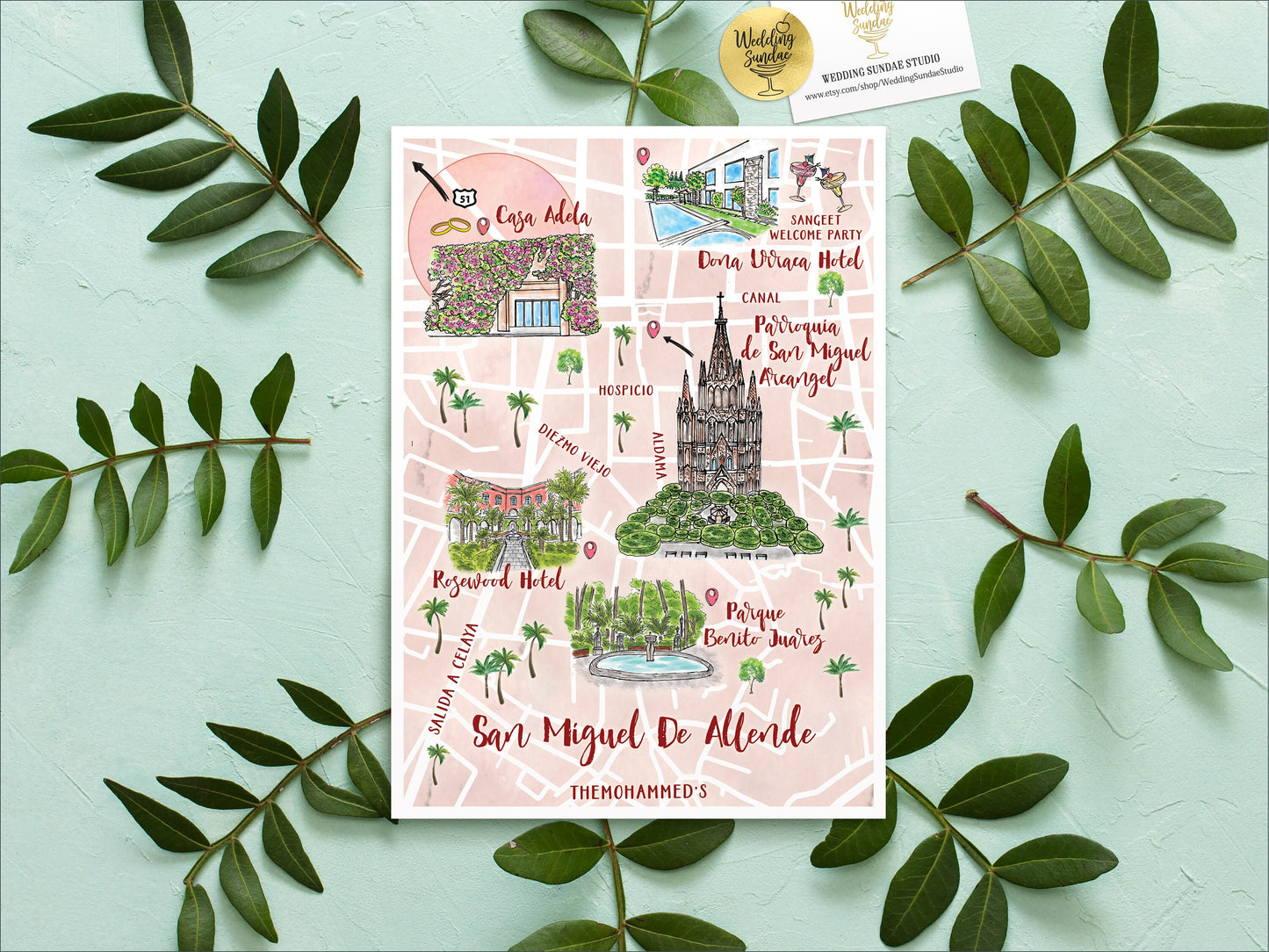 Custom Watercolor Wedding Map: Colorado, 10-11 Locations (Digital Download)