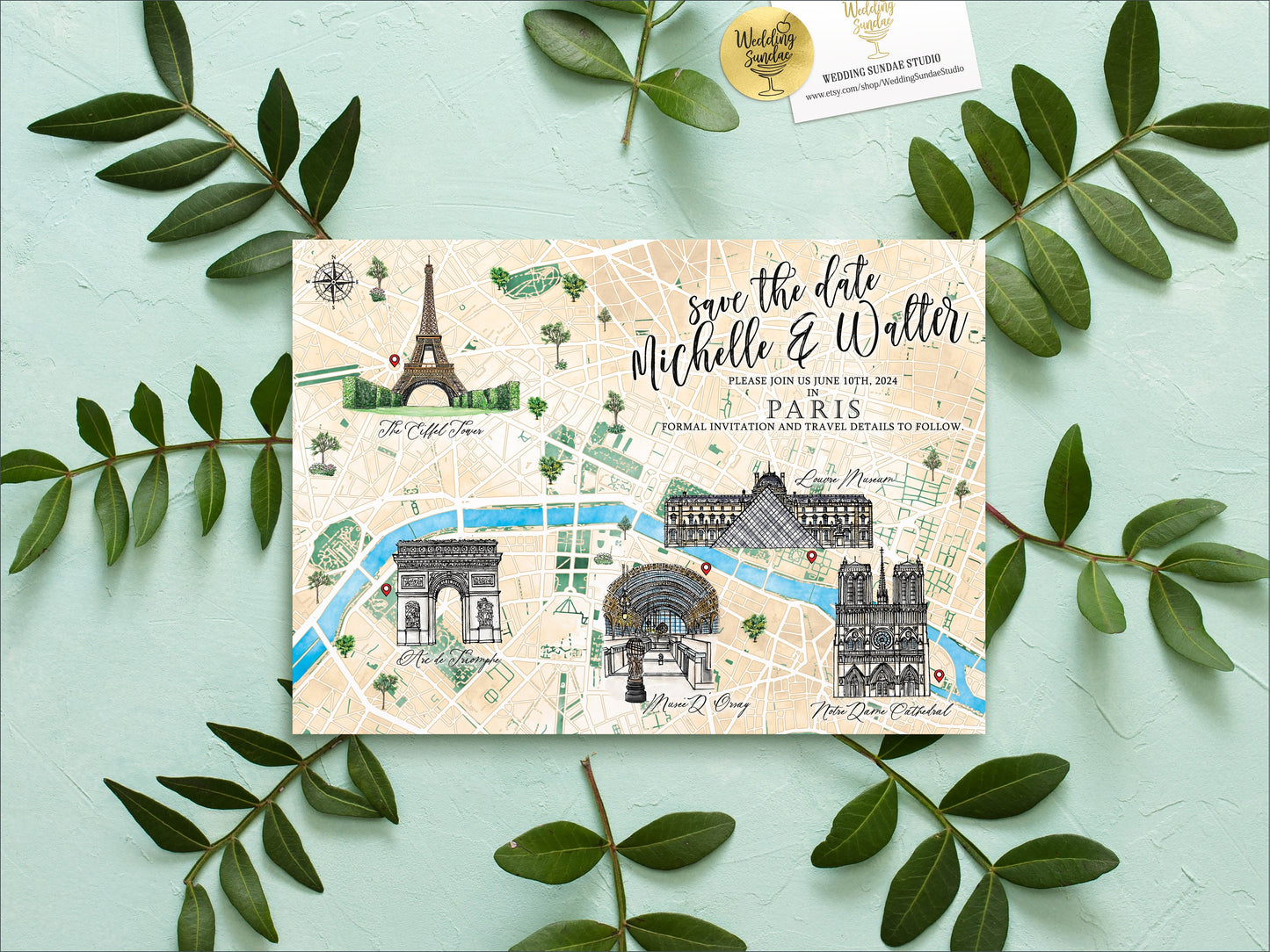 Custom Watercolor Wedding Venue Map (6-7 Locations) (Digital Download)