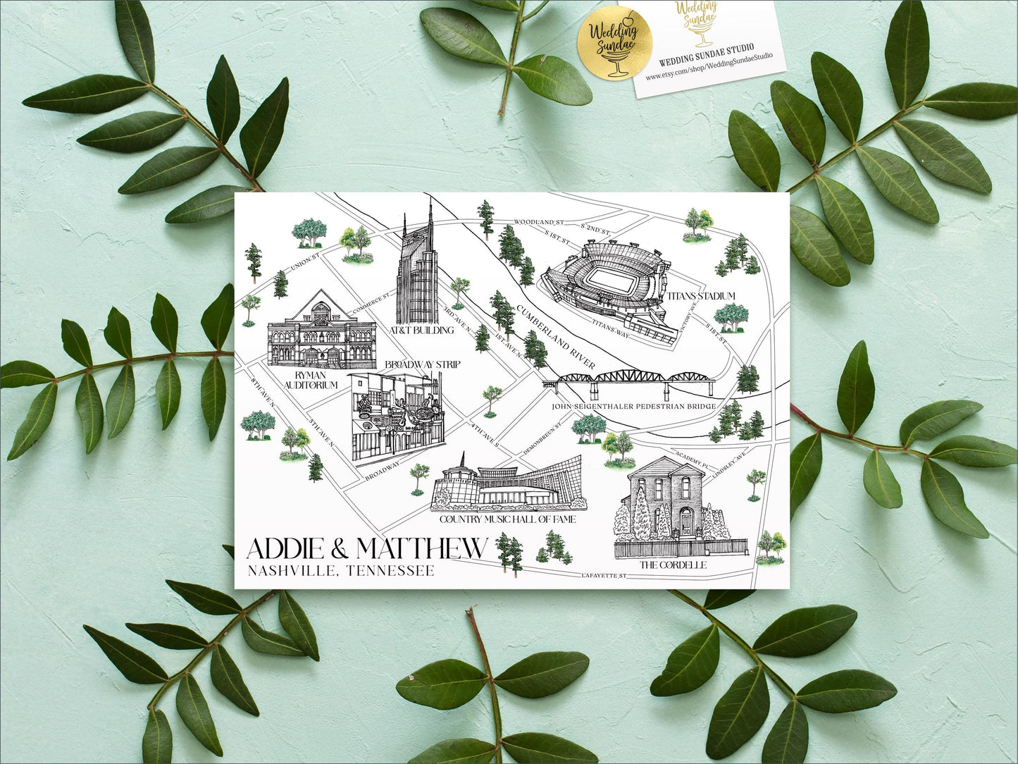 Custom Watercolor Wedding Map: Farm & Barn, 8-9 Locations (Digital Download)